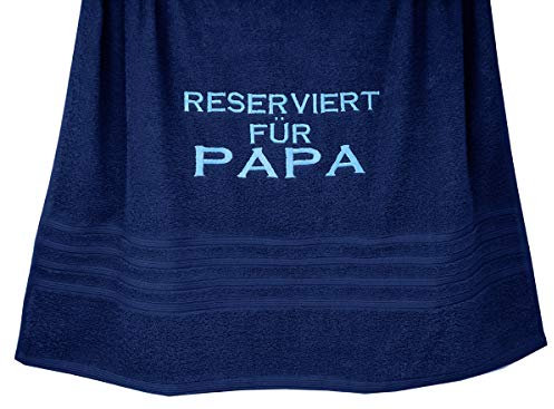 Lashuma Duschtuch Bestickt mit Reserviert für Papa 70x140, London Badehandtuch Blau – Marine