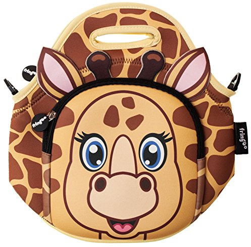 Fringoo® Kids Lunch Bag - Made from Neoprene Thermal Insulated Material - School Lunch Bag - Zipped Pocket Shoulder Strap (Giraffe)