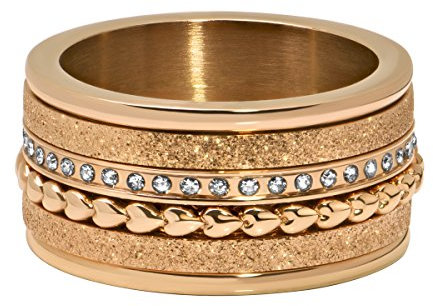 Quiges Rosegold Edelstahl Zirkonia Mehrfarbig Stapelring Kombinationsring Set mit 4 Füllringe und 1 Basisring 19mm (59)