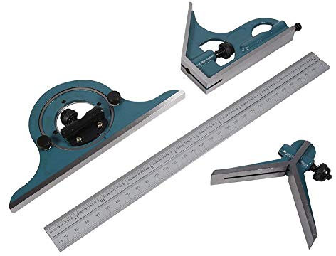 Combinazione Set Acciaio Inossidabile 180 Gradi Angolo Goniometro Goniometri Universale Set Righello Righelli Smussato