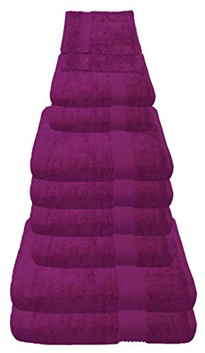 Julie Julsen 10 TLG Handtuchset 2 Badetücher 4 Handtücher 2 Gästetücher 2 Waschhandschuhe Reine Baumwolle über 30 Farben Fuchsia