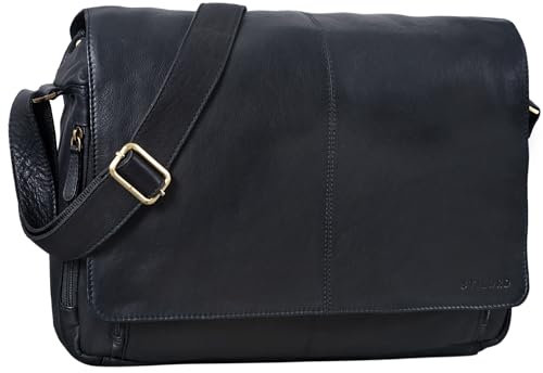 STILORD 'Alex' Vintage Ledertasche Männer Frauen Businesstasche zum Umhängen 15,6 Zoll Laptoptasche Aktentasche Unitasche Umhängetasche Leder, Farbe:schwarz