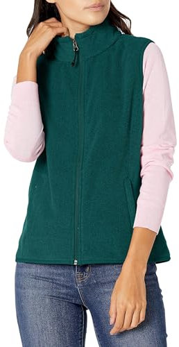 Amazon Essentials Gilet in Morbido Pile Senza Maniche dalla vestibilità Classica (Disponibile in Taglie Forti) Donna, Verde Scuro Puntinato, XS
