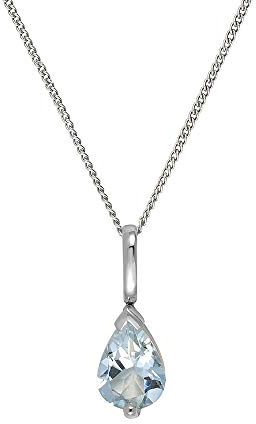 Ivy Gems Colgante de oro blanco de 9 quilates con cadena de eslabones de calibre fino de 46 cm, Oro Blanco