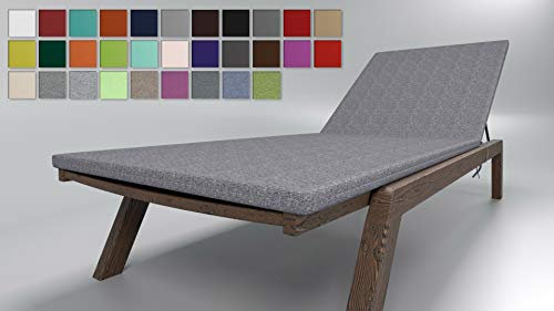 Rollmayer Sitzkissen für Sonnenliege Auflage Polster für Gartenliege Liegestuhl Strandliege Kollektion Melange (Aschgrau 20, 190x54x4cm - 1 Stück)
