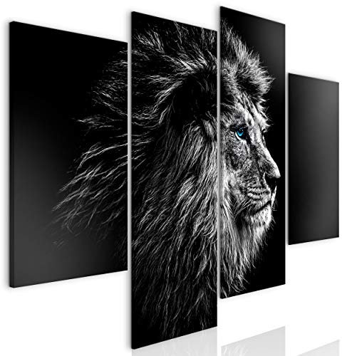 decomonkey Bilder Set Löwe 126x98 cm 4 Teilig | Leinwandbilder Bild auf Leinwand Vlies Wandbild Kunstdruck Wanddeko Wand Wohnzimmer Wanddekoration Deko Tiere