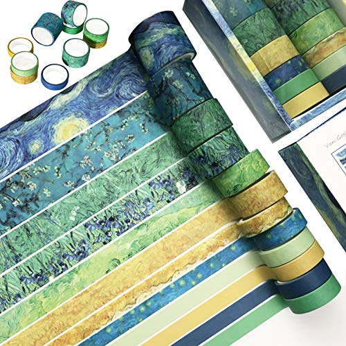 Napacoh 12 Rollen Washi Tape Vintage Set, Dekoratives Klebeband, DIY Papier Tape, Kollektion Für Bastler, Verschönert Journals, Karten Und Scrapbooking - Van-Gogh-Eindruck