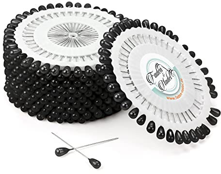 480 Stecknadeln mit Tropfenkopf, Schwarz, Länge ca. 38 mm