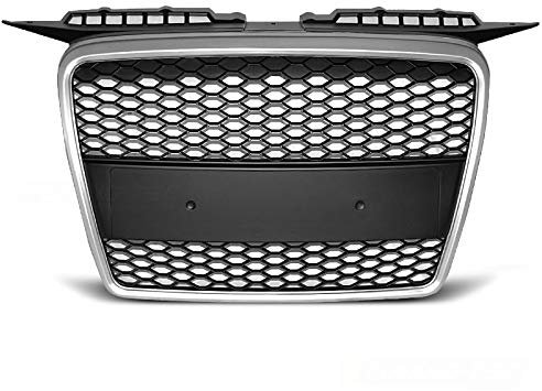 Griglia anteriore compatibile con Audi A3 RS tipo 2005 2006 2007 2008 Sportback 3 porte 5 porte anteriore centrale griglia sport GV-31 griglia a nido d'ape sport griglia sport argento