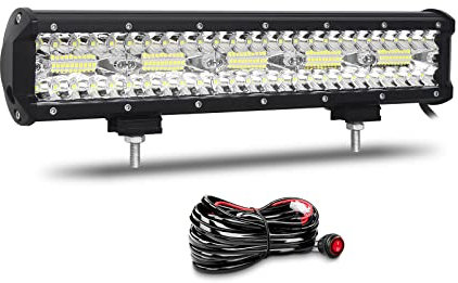 Willpower 15 Zoll 38CM 300W Led Arbeitsscheinwerfer Bar Led Scheinwerfer 12V 24V Wasserdicht Flutlicht Spot Combo Led Bar für Offroad Auto Traktor Zusatzscheinwerfer Rückfahrscheinwerfer mit Kabelbaum