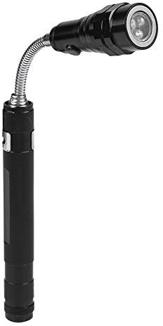 Multifunktions-Mini-Flexible Teleskop-LED-Taschenlampe Drehbare Taschenlampe mit Magnetischer Absaugung Zum Überprüfen Enger Lücken, Winkel, Ecken(Schwarz)