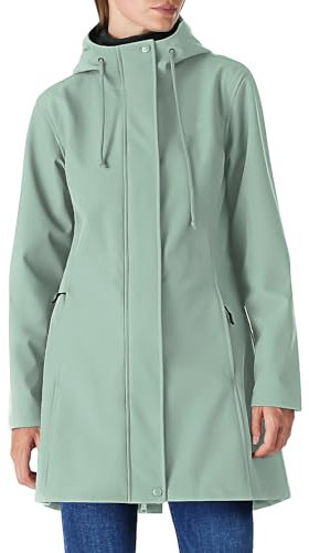 Outdoor Ventures Veste de pluie longue softshell avec capuche pour femme - Veste de mi-saison doublée - Veste fonctionnelle imperméable coupe-vent - Veste de randonnée respirante, Vert clair L