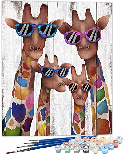 SULISO Peinture par Numero Adulte, Kit Peinture Adulte Enfant Comprend des Peintures Acryliques et des Pinceaux Sans Cadre,Maison de la girafe 40x50 cm