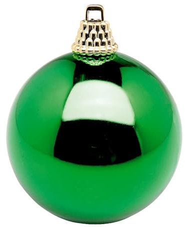 Deco Woerner Glänzende, grüne Weihnachtskugeln aus Kunststoff, 6 cm Ø - 24 Stück