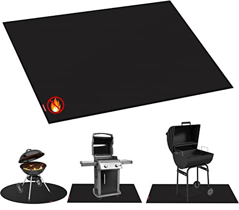 TONAHUTU Große Untergrillmatte, 91,4 x 165 cm, saugfähiges Öl-Pad, Premium-Grillmatte für Terrasse, Schutzmatten für den Innenbereich, verhindert Glut Schäden, Holzboden, Schwarz