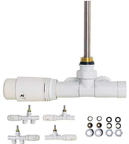 AQUA HEATING Thermostatventil Unico H2006WH, Heizkörperthermostat Weiß | Heizkörperventil mit Thermostat, Temperaturregler, Heizkörperregler, Heizung Zubehör, 1 Loch