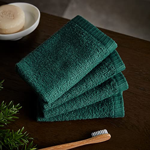 Catherine Lansfield Lot de 4 Gants de Toilette en Coton à séchage Rapide Vert forêt