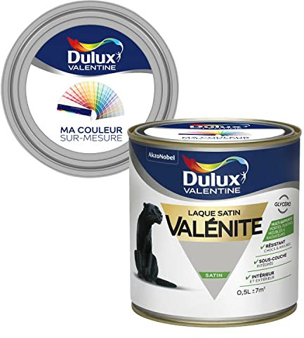 Ma Couleur Sur-mesure par Dulux Valentine – Peinture Laque Glycéro - Grande résistance pour boiseries et ferronneries - Satin Béton Gris 0,5 L