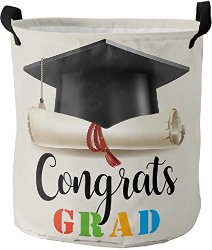 Wäschesack Graduation Bachelor Cap Rustic Student School Learn Celebration Dekorative Laundry Baskets Tragbar Wäschekörbe 34X42Cm Für Spielzeug Bad Kleidung