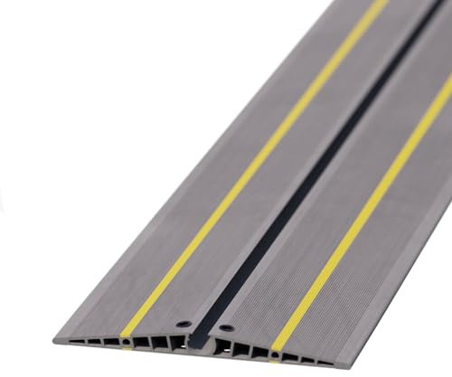 D-Line EV Ultra Floor Cable Cover, Grey with Yellow Hazard Stripe, 18mm Cable Cavity, 2m Length