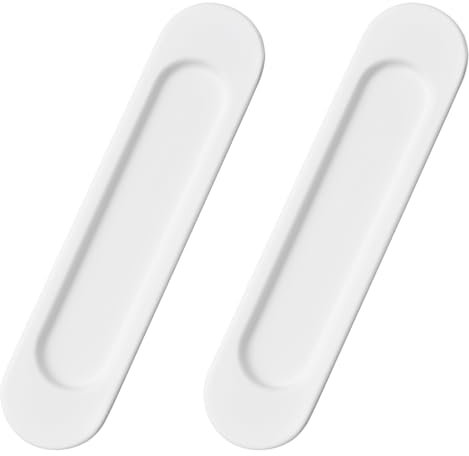 MOROBOR Tiradores ovalados autoadhesivos para puerta corrediza, 2 unidades, aleación de aluminio blanco cálido, mango sin perforaciones, para puertas corredizas de granero, ventanas, armarios, 15 cm