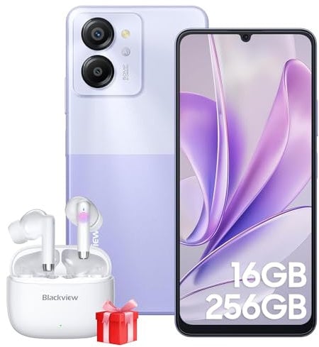 Blackview Smartphones, Color 8 16GB+256GB(TF 1TB), 6000mAh, Fast Charge, 6.75’’ FHD+ 90Hz, Android 13 Phone, 50MP Main Camera, 4G Phone Unlocked, 3 Card Slots, Fingerprint,GPS - Purple