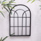 Black Metal Arched Window Style Garden or Home Wall Mirror 30cms