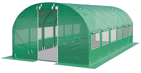 TOOLPORT Invernadero túnel Invernadero Jardín para Plantas con Ventanas 3x6m - Lona de PE 180g/m² Verde Transparent