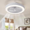 Ceiling Fan with Lights,Retractable Ceiling Fan with Light Remote Control 20Inch 6 Speed Reversible 3 Colour Changing LED Fan Light for Bedroom Living Room (White-50)