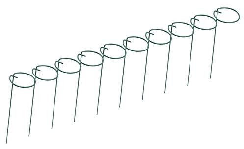 Aladeno 10 Stück Metallgitter für Topfpflanzen bieten Halt, 25 cm Länge, grünes kleines Gartenpflanzengitter für Gärten, Rasen, Decks, Terrassen, Kletterpflanzen, Blumen ﻿