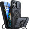 GOLDJU for iPhone 16 Case - with Built-in Slide Camera Cover & Rotatable Kickstand Ring [1 * Screen Protector] Rugged Military Heavy Duty Shockproof Protective Case for iPhone 16 - Black