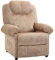 HOMCOM Manual Fabric Recliner Relax Armchair, Liegesessel mit abnehmbarer Fußstütze und Seitentasche, Beige