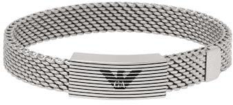 Emporio Armani Herrenarmband aus Leder oder Edelstahl mit Karabiner-, Schieber- oder Druckknopfverschluss, Ankersilber