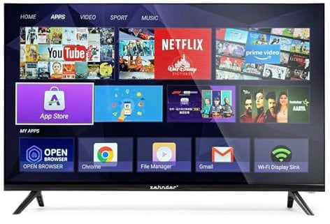 ZEHNDER TV-323 HD SMART TV 32 Zoll 81cm LED Fernseher Schmaler Rahmen LAN/WLAN Triple Tuner DVB-S2/T2/C USB Android 11 kompatibel mit Google Play Netflix Prime Video YouTube Disney+