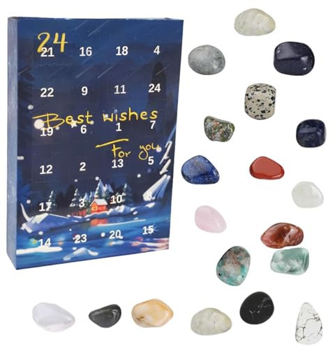 Kristall Adventskalender 2024, Edelstein Adventskalender 2024, 24 Tage Weihnachten Kristalle Mineralien Fossilien Countdown Kalender, Rock Collection Weihnachten Countdown Kalender