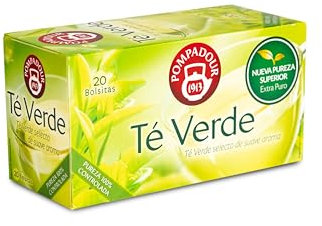 Pompadour | Té Verde | Elaboración Tradicional | Con Teína | 20 Bolsitas de 1,5 Gr