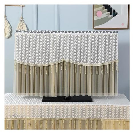 Protections écrans TV Housse écran TV Housse de protection anti-poussière pour TV, anti-poussière et respirante, mise sous tension en dentelle sans retirer la housse de télévision(Color07,160x98cm)