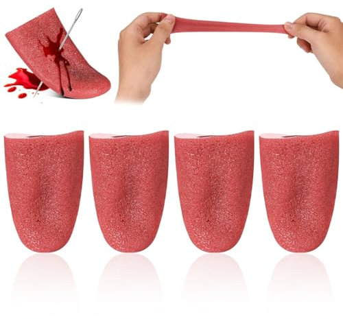 HAMKU 4 Pièces Prank Fausse Langue Réaliste, Langue Réaliste Extensible, Accessoires De Langue Artificiels, Farce Et Attrape Adulte D'Halloween Trucs De Farce Jouets De Langue Extensibles