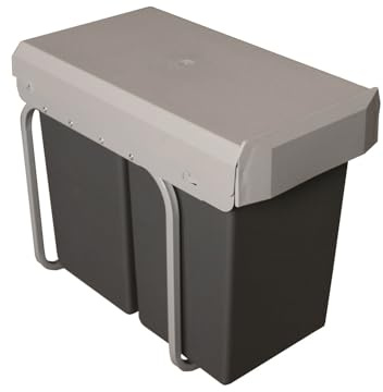 Victory Dubbel Man Inbyggd avfallskorg – 28 liter (2 x 14 liter) silver/antracit från 30 skåpbredd