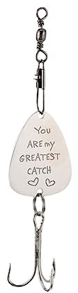 Toyvian Fischhaken Schlüsselanhänger Graviert You Are My Greatest Catch Robust Angler Geschenk Männer Angelliebhaber Schlüsselorganizer Tasche Anhänger