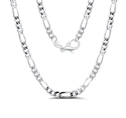 Mieoyue 925 Silber Damen Halskette ohne Anhänger, Silberkette 40 45 50 55 60cm Silberschmuck (Figaro, 45.0 Zentimeter)