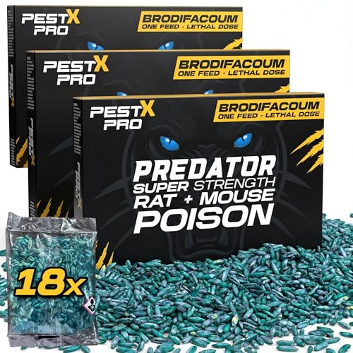 Pest-X Pro Predator Single Feed Rat & Mouse Poison Sachets, 18 Pack