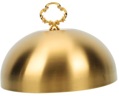 Gatuida Edelstahl Steak Und Grill Cloche 14cm Mit Griff Kugelförmiger Spritzschutz Zum Braten Und Warmhalten Goldfarbene Kuppel Für Grillplatten Und Küche