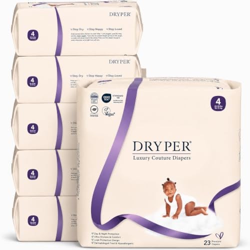 Baby Nappies Size 4 DRYPER 138ct Oeko-TEX Hypoallergenic Ultra-Thin 10-15kg | 55% Thinner Advanced Ultra-Dry Core, 3D Leak-Free Guards with Flexi-Fit Waistband +Wetness Indicator for Non-Stop Exploring.