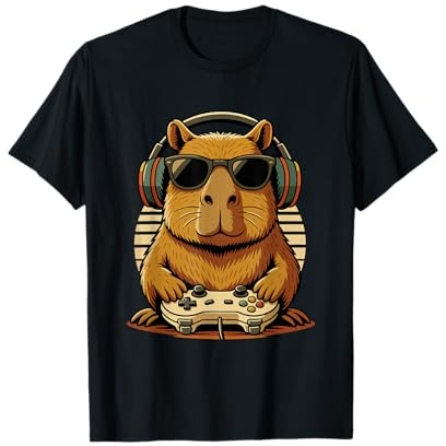 Capybara Gaming Gamer Konsolenspieler Jungs Mädchen Retro T-Shirt