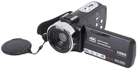 4K-Camcorder-Videokamera, 80 MP, 270-Grad-Bildschirm, digitaler Recorder, 18-facher Zoom, Vlogging-Kamera, HD-Display, Camcorder, LED-Fülllicht, Zoom-Recorder für Reisen