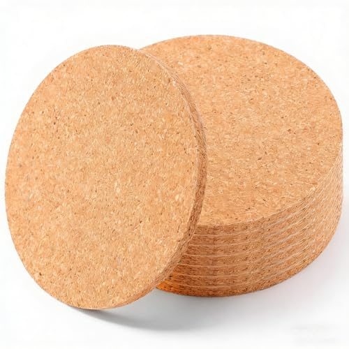 8 PCS Round Cork Coasters, 3.9 Inch Cork Placemats for Home, Drinks Coffee Table Dining Wooden Table Desk