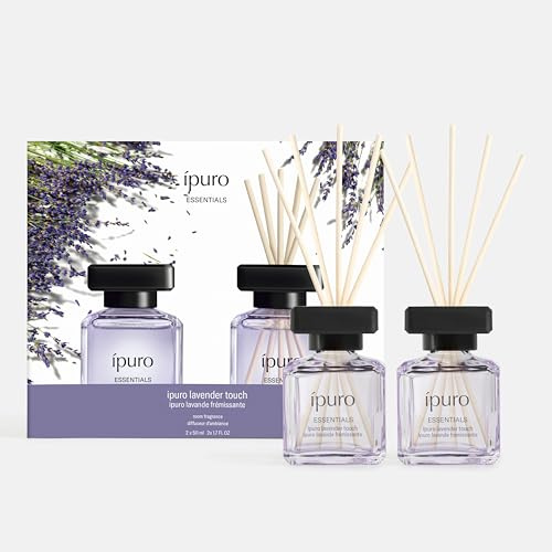 ipuro Essentials LAVENDER TOUCH Raumduft mit Stäbchen 2x50 ml - Raumerfrischer mit Lavendel, Zitrus, Blüten, Minze & Moschus Duft Aroma - Diffuser mit Stäbchen - Lufterfrischer für die Wohnung