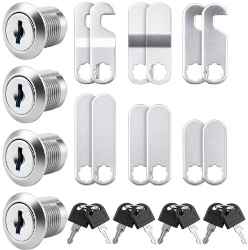 Limiebllu 4PCS Security Cabinet Lock Cupboard Letterbox Lock with Key 16mm | Includes Lock Plates, Security Lever Cam Locks for Mailbox, Letterbox, Drawer, Cupboard, Toolbox & Furniture Lockers