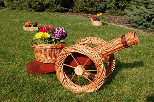 Kanone aus Korbgeflecht, 80cm, Rattan, Weidenkörbe, bepflanzen möglich, Pflanzkorb, Rattan, Weinkörbe, Weidenkorb, Pflanzkorb, Blumentopf, Blumentöpfe, Holzschubkarre, Pflanztrog, Pflanzgefäß, Pflanzschale, Blumentopf, Pflanzkasten, Übertopf, Übertöpfe, Pflanztrog, Blumentopf, Holz, Haus und Eingang, Gartendeko, Dekoration Pflanzgefäß, Pflanztöpfe Pflanzkübel, Pflanzkarre, Blumenkanone